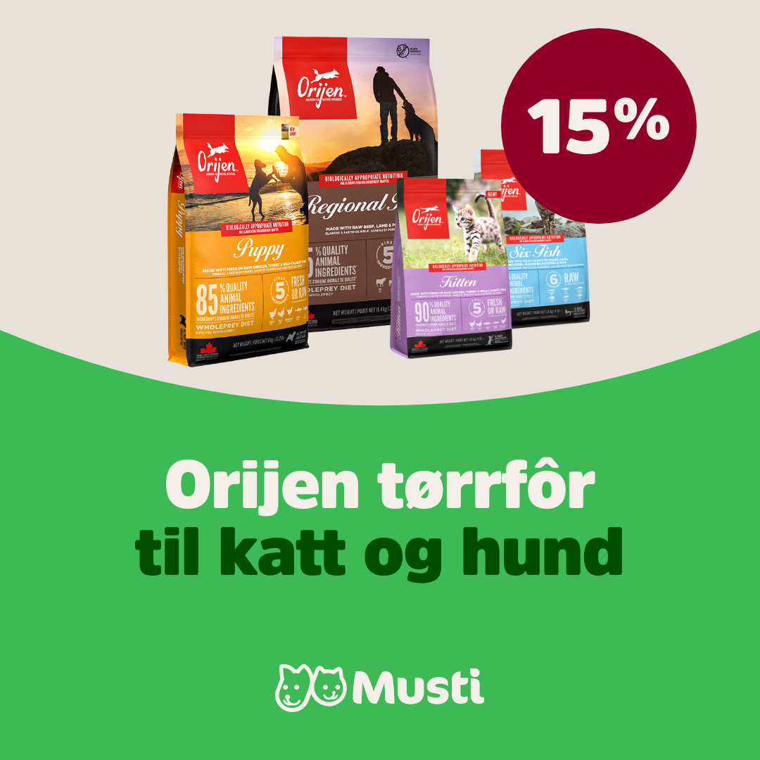 15% på Orijen tørrfôr til hund og katt Musti